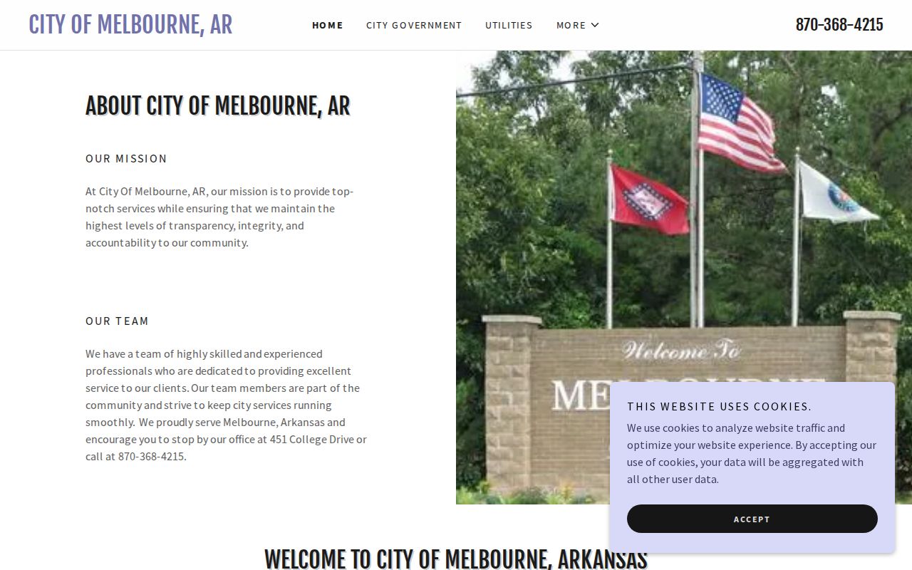 Official City of Melbourne Arkansas website homepage