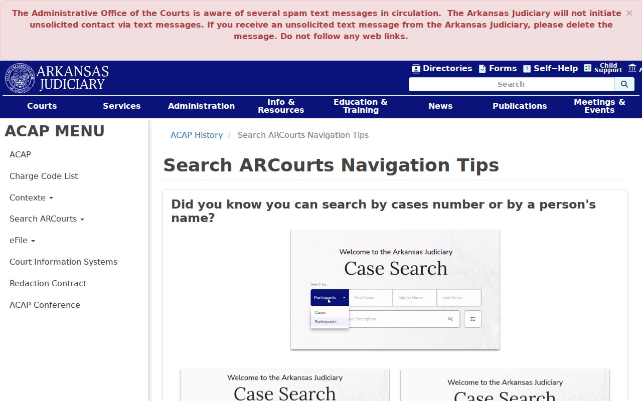 Search ARCourts tips for Izard County criminal records
